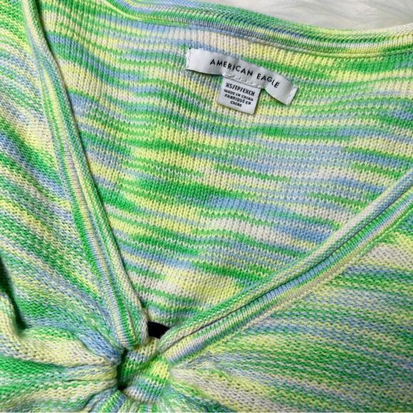 AMERICAN EAGLE Retro Bell Sleeve Knit Crop Top Womens XS Mod Disco Hippie Boho - Picture 6 of 7